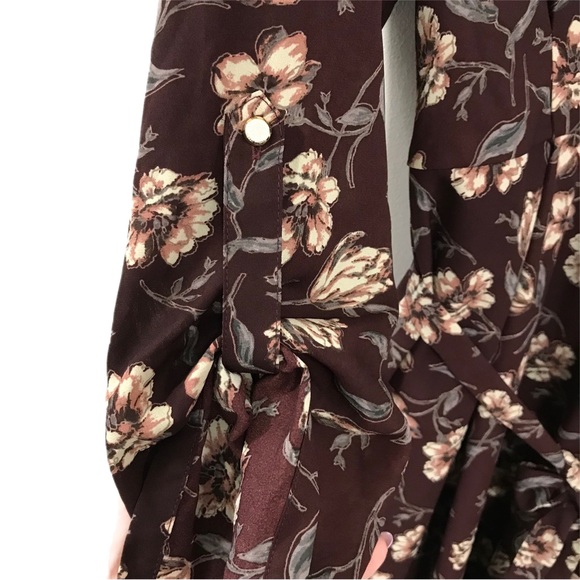 Bobeau Burgundy Floral Print Long Sleeve Dress - Picture 5 of 8